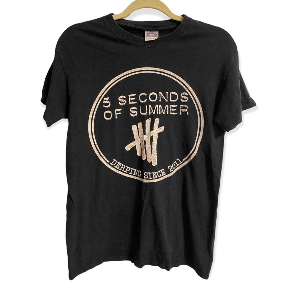 5 Seconds Of Summer Black Graphic Band Short Sleeve T-Shirt Size Small